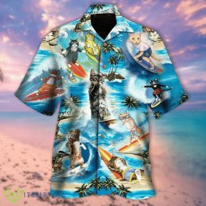 Cat Summer Aloha Button Down Short Shirt Design 3 Aloha Beach Gift For Men And Women - Cat Summer Aloha Button Down Short Shirt, Cat Tropical Hawaii Shirt, Cat Summer Hawaii Shirt, Surfing Like a Meow Hawaiian Shirt_2