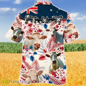Charolais Cattle Australian Flag With Flowers Hawaiian Shirt Aloha Shirt For Men Women Product Photo 2