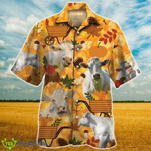 Charolais Cattle Nature Autumn Pumpkin Hawaiian Shirt Aloha Shirt For Men Women Product Photo 1