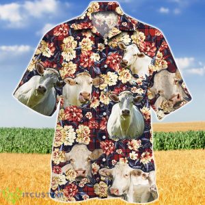 Charolais Cattle Red Plaid Pattern Hawaiian Shirt Aloha Shirt For Men Women Product Photo 1