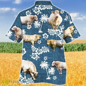 Charolas Cattle Blue Tribal Hawaiian Shirt Aloha Shirt For Men Women Product Photo 2