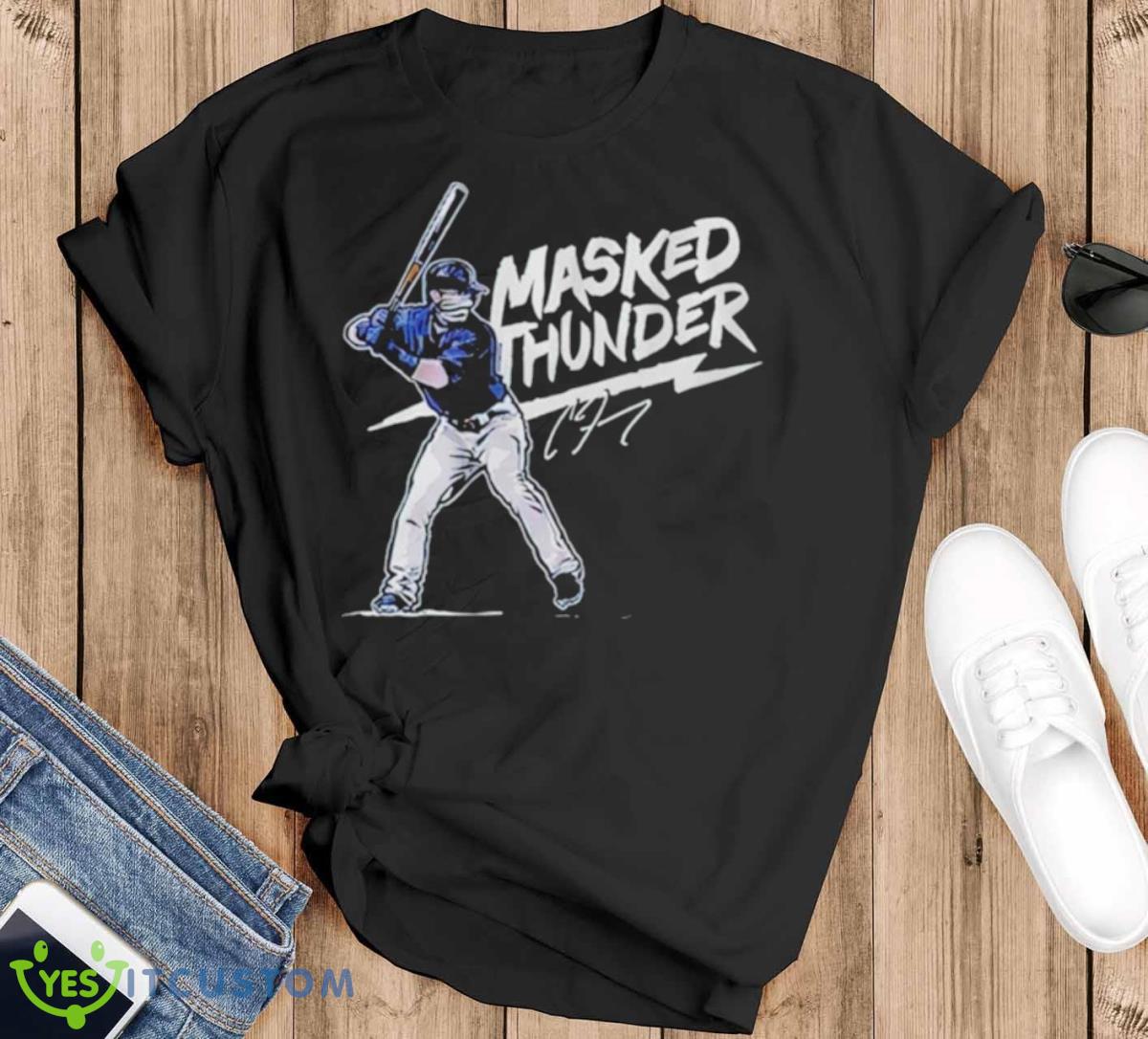 Clint Frazier Masked Thunder Signature Shirt 10 Clint Frazier Masked Thunder Signature Shirt - Black T-Shirt