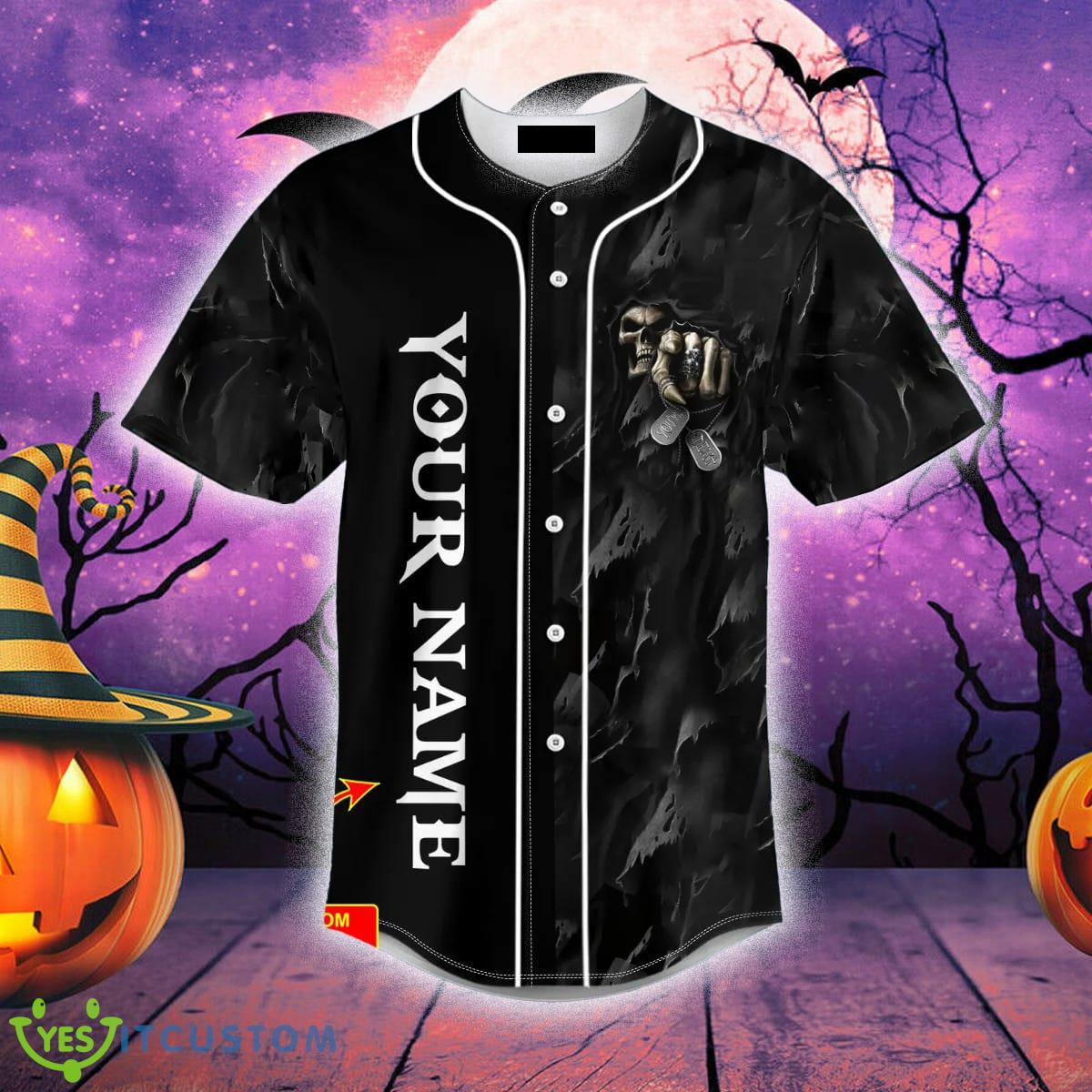 Custom Name You My Friend Swallower Pointing Skull Baseball Jersey For Men And Women Gift Halloween 6 Custom Name You My Friend Swallower Pointing Skull Baseball Jersey For Men And Women Gift Halloween - You My Friend Swallower Pointing Skull Custom Baseball Jersey_3