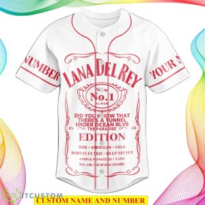 Custom Number And Name Lana Del Rey In High By The Beach With Mr Helicopter White Design Baseball Jersey Shirt - Lana Del Rey In High By The Beach With Mr Helicopter White Design Personalized Baseball Jersey_2