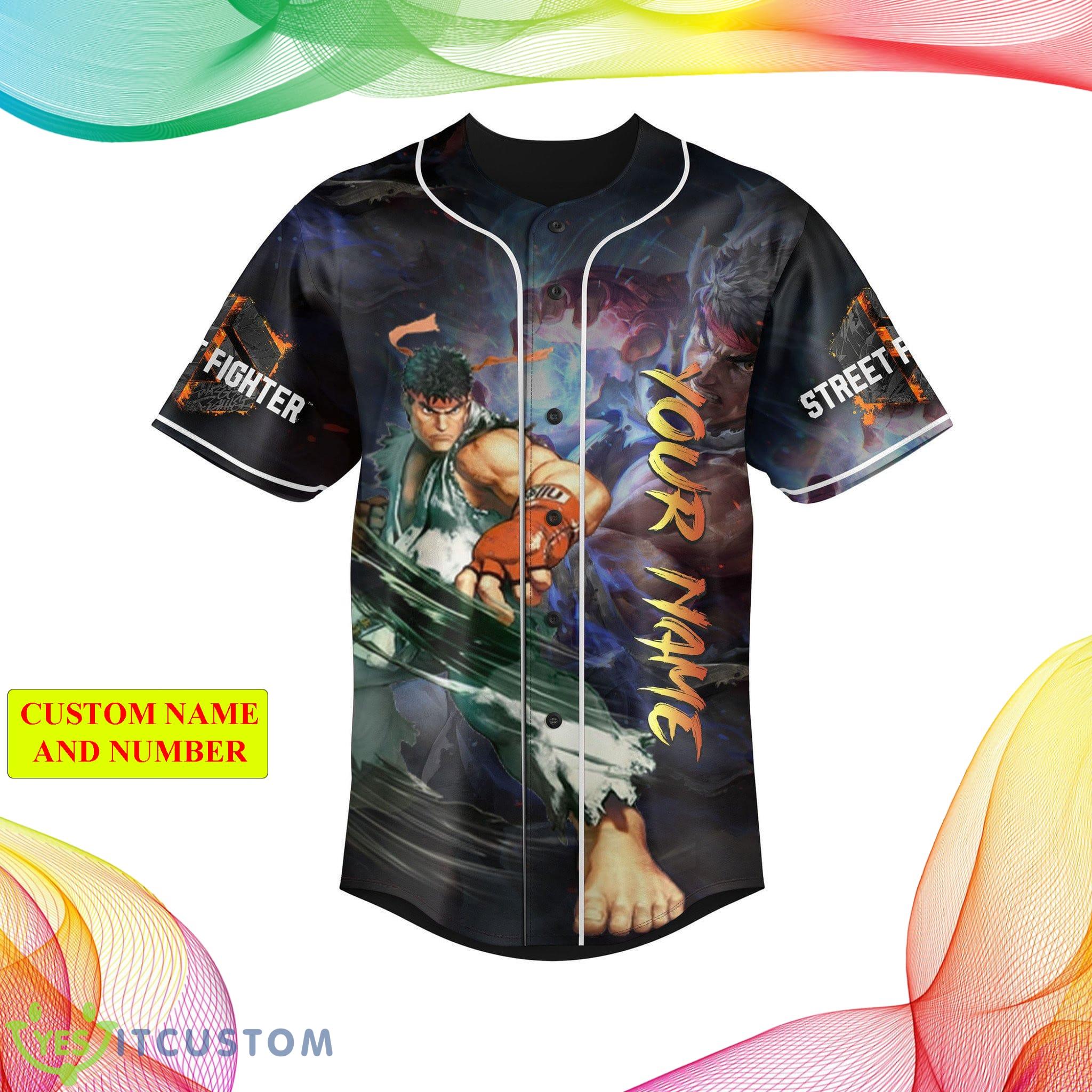Custom Number And Name Street Fighter Capcom Nitendo Style Jersey Baseball Shirt 6 Custom Number And Name Street Fighter Capcom Nitendo Style Jersey Baseball Shirt - Street Fighter Capcom Nitendo Personalized Baseball Jersey_3