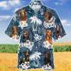 Dachshund In Tropical Plants Pattern Blue And White Hawaiian Shirt Aloha Shirt For Men Women Product Photo 1