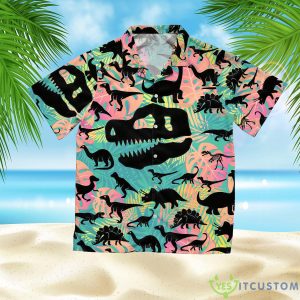 Dino Summer Hawaiian Shirt - Dino Summer Hawaiian Shirt, Funny Dino Beach Shirt, Love Dino Summer Shirt, Cool Dino Summer Party Shirt, Summer Vacation Shirt Gift CHNN46_1