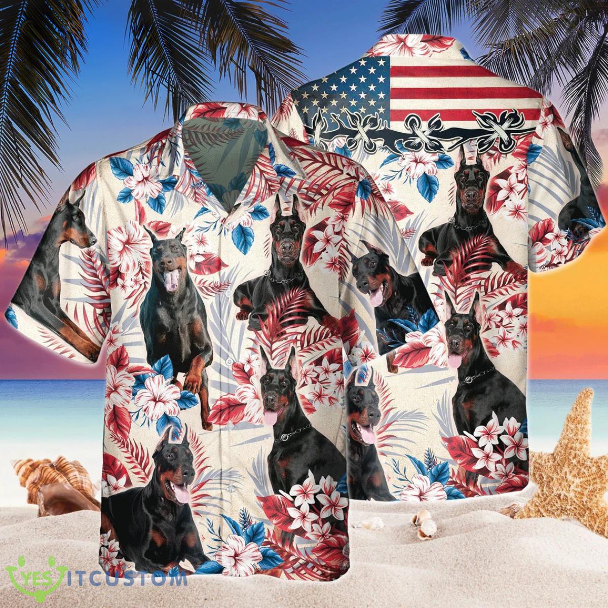 Doberman Pinscher Dog United States Flag With Flowers Hawaiian Shirt For Men Women 6 Doberman Pinscher Dog United States Flag With Flowers Hawaiian Shirt For Men Women Product Photo 1