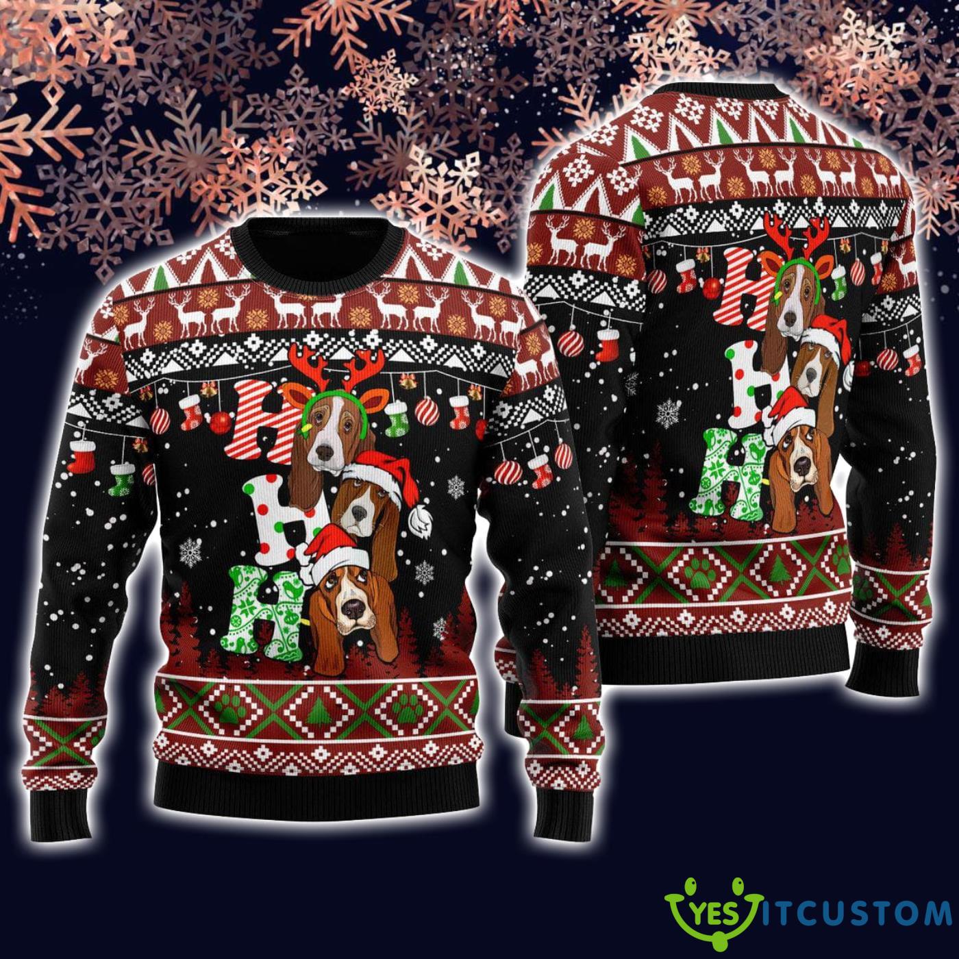 Dog Lover Basset Hound Ho Ho Ho Cute Christmas Gift For Men And Women Ugly Christmas Sweater 3 Dog Lover Basset Hound Ho Ho Ho Cute Christmas Gift For Men And Women Ugly Christmas Sweater Product Photo 1
