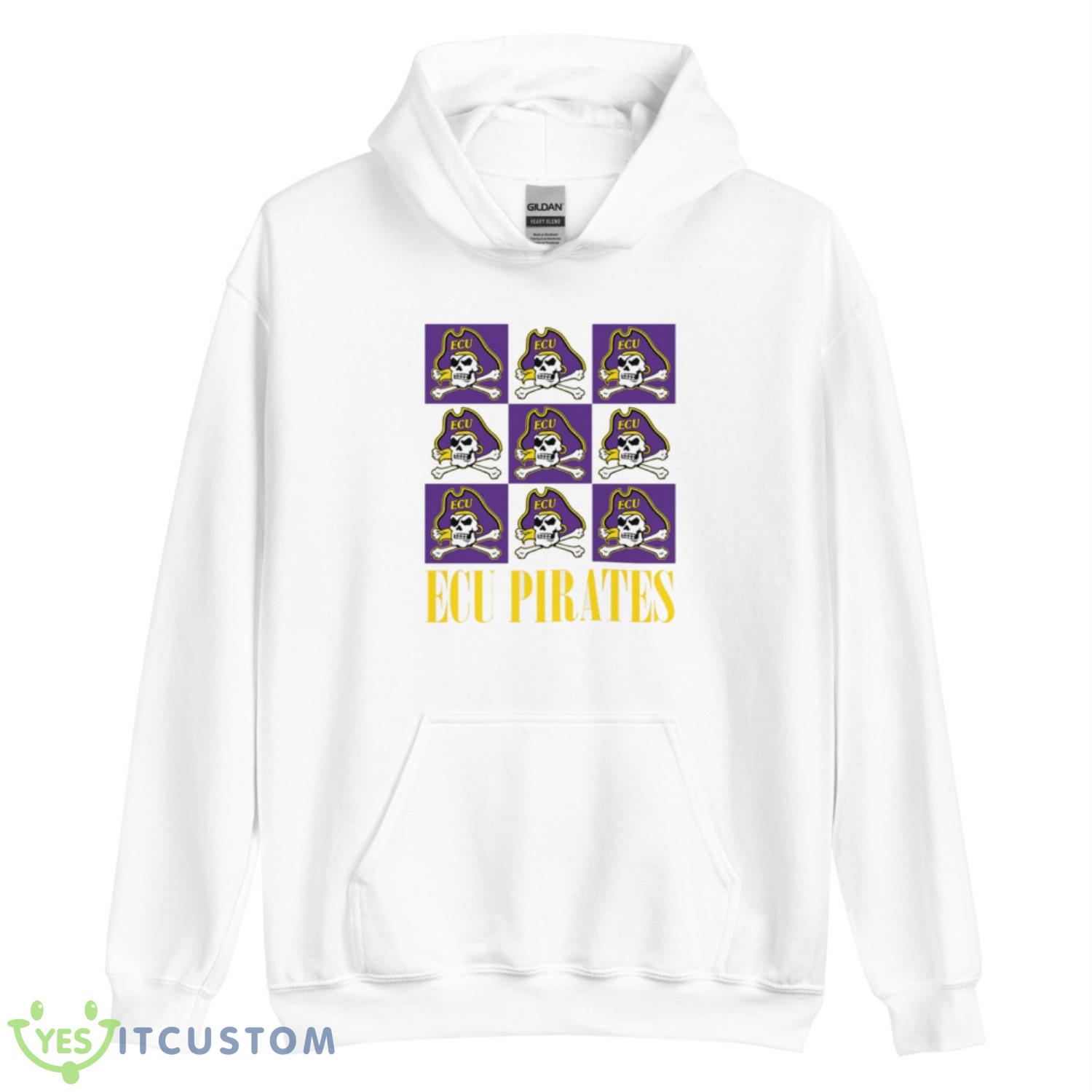 ECU Pirates Checkerboard Logo Shirt 3 ECU Pirates Checkerboard Logo Shirt - Unisex Heavy Blend Hooded Sweatshirt
