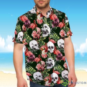 Flamingo Skull Summer Hawaiian Shirt - Flamingo Skull Summer Hawaiian Shirt Shorts, Flamingo Skull Summer Short Sleeve Button Hawaiian Shirt, Skull Hawaiian Shirt Gift ChNG2602-5_4