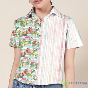 Flamingos Short Sleeve Button Down Summer Hawaiian Shirt - Flamingo Hawaiian Shirts Short Sleeve Button Down Summer Shirt Beach Casual Shirts Summer Shirt, Summer Vacation Shirt Gift TD-0128-UAN1_2