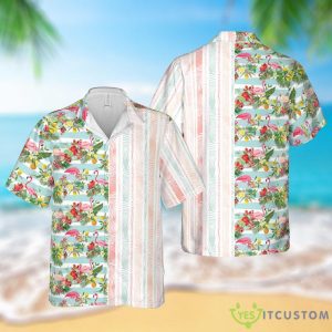 Flamingos Short Sleeve Button Down Summer Hawaiian Shirt - Flamingo Hawaiian Shirts Short Sleeve Button Down Summer Shirt Beach Casual Shirts Summer Shirt, Summer Vacation Shirt Gift TD-0128-UAN1_1