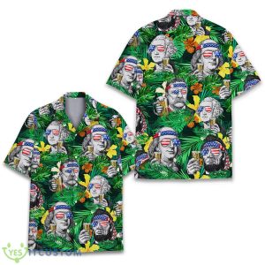 George Sloshington Washington 3D Hawaiian Shirt Summer Beach For Men And Women Gift - George Sloshington Washington Hawaiian Shirt for Men Button Down 4th of July Teddy Boozedevelt, Aloha Tropical Summer Holiday Hawaiian Shirt_1