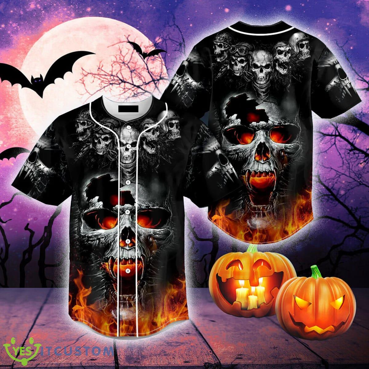 Ghost Rider Fire Skull Baseball Jersey For Men And Women Gift Halloween - Ghost Rider Fire Skull Baseball Jersey_1
