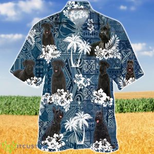Giant Schnauzer In Tropical Plants Pattern Blue And White Hawaiian Shirt Aloha Shirt For Men Women Product Photo 1