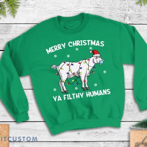 Goat Santa Sweatshirt Men And Women Gift Christmas - Goat Santa Sweatshirt, Merry Christmas Ya Filthy Humans Shirt, Goat Long Sleeve, Funny Goat Christmas Clothes, Goat Lover, Farmer Gift_1