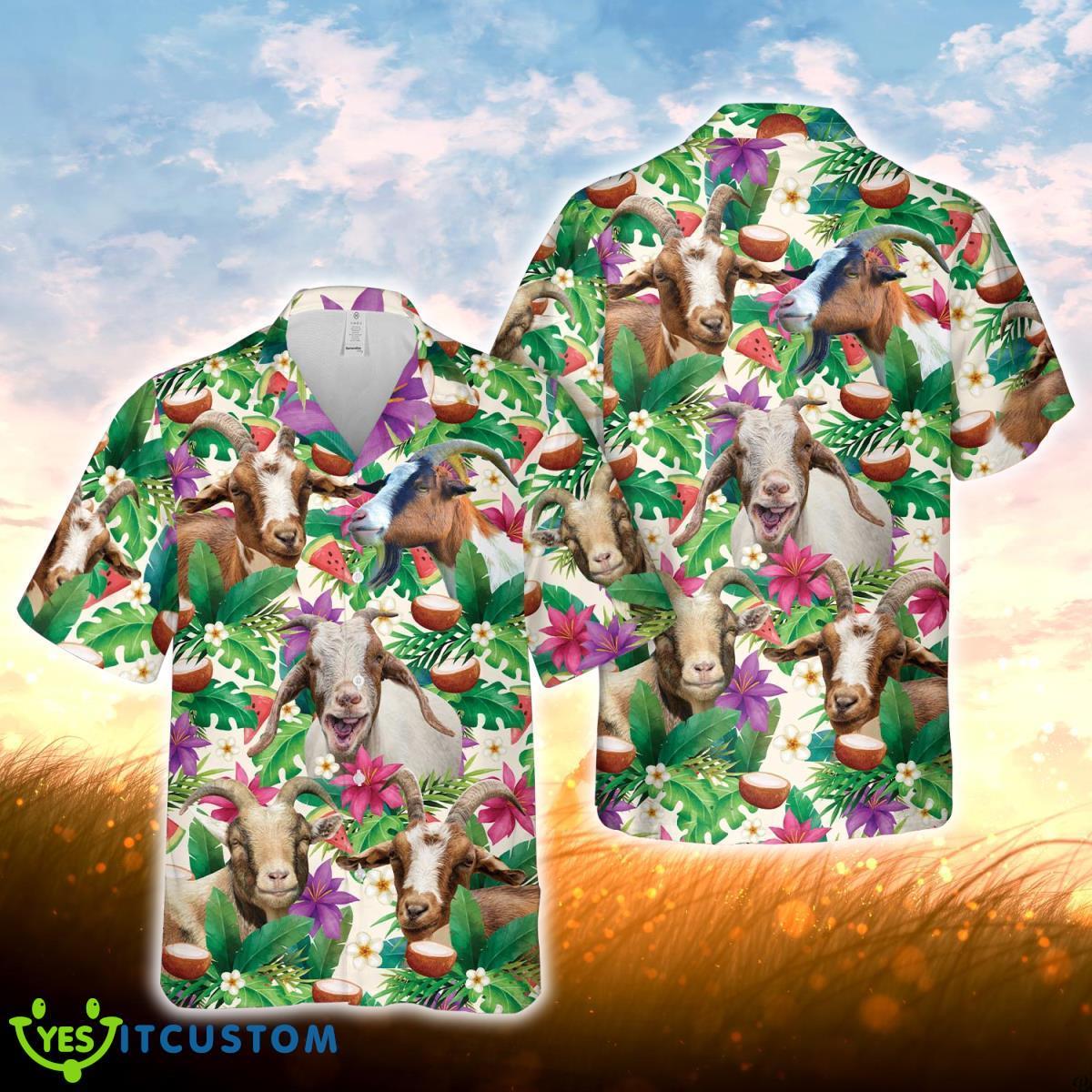 Goat Summer Floral 3D Hawaiian Shirt For Men Women Product Photo 1