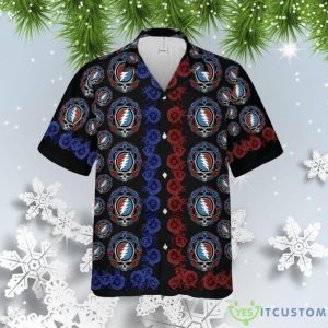 Grateful Dead And Rose All Over Print 3D Hawaiian Shirt - Black Product Photo 1