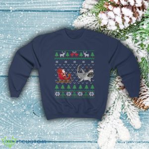 Great White Shark Pulling Santa's Sleigh Funny Shark Themed Ugly Christmas Sweatshirt - Great White Shark Pulling Santa's Sleigh Funny Shark Themed Ugly Christmas Sweatshirt Shark Lover Gift Christmas Shark Shirt_4