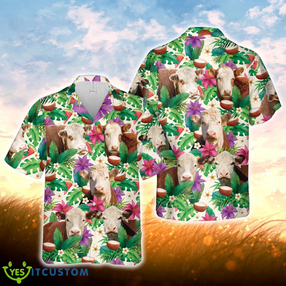 Hereford Summer Floral 3D Hawaiian Shirt For Men Women Product Photo 1