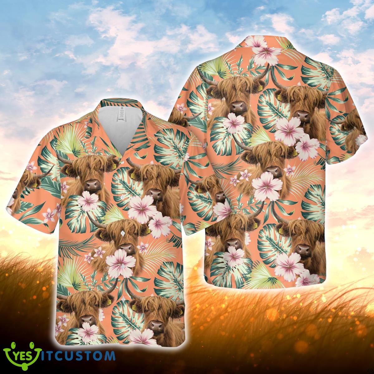 Highland Summer Happiness Floral Farm 3D Hawaiian Shirt For Men Women Product Photo 1