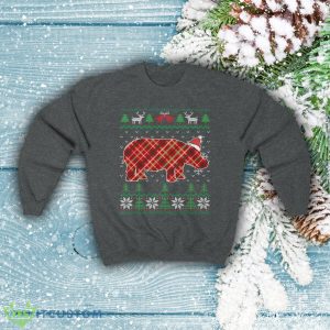 Hippo Santa Claus Ugly Christmas Sweatshirt Men And Women Gift Christmas - Hippo Santa Claus Ugly Christmas Sweatshirt, Plaid Hippopotamus Shirt, African Wildlife Lover Gift Unisex Sweatshirt_3
