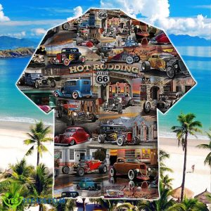 Hot Rod Collage Route Hawaiian Shirt Product Photo 1