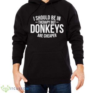 I should be in therapy but donkeys are cheaper shirt - Men Black Hoodie