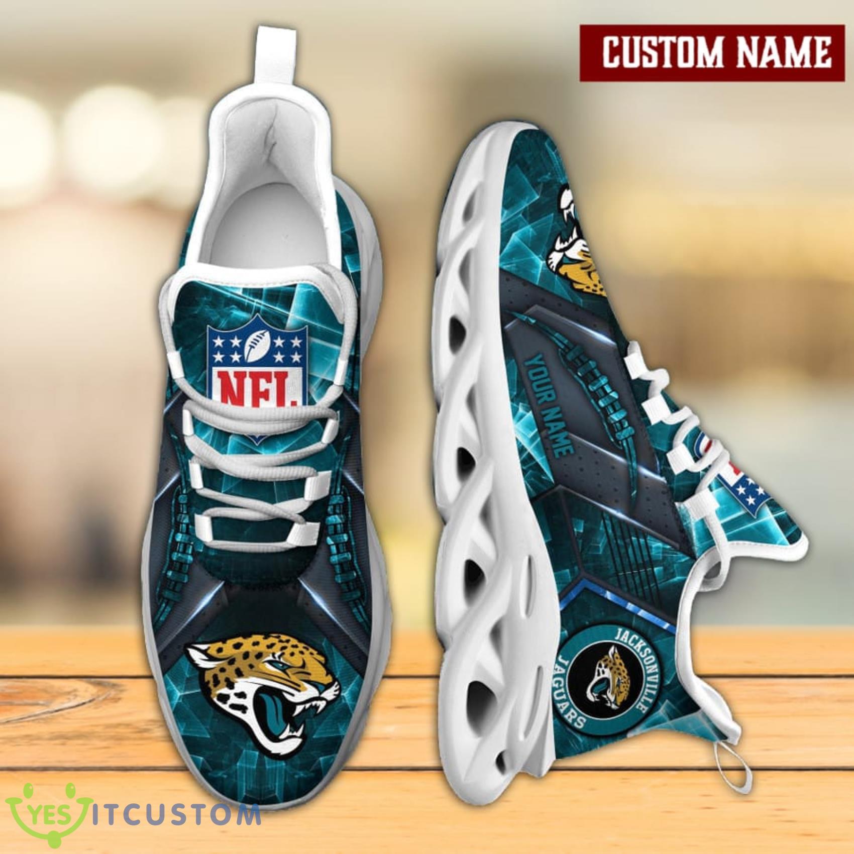 Jacksonville Jaguars NFL Light Abstract Pattern Custom Name Full Print Running Shoes Max Soul 6 Jacksonville Jaguars NFL Light Abstract Pattern Custom Name Full Print Running Shoes Max Soul Product Photo 2