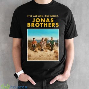 Jonas Brothers Five Albums One Night The Tour 2023 Shirt 7 Jonas Brothers Five Albums One Night The Tour 2023 Shirt - Black Unisex T-Shirt
