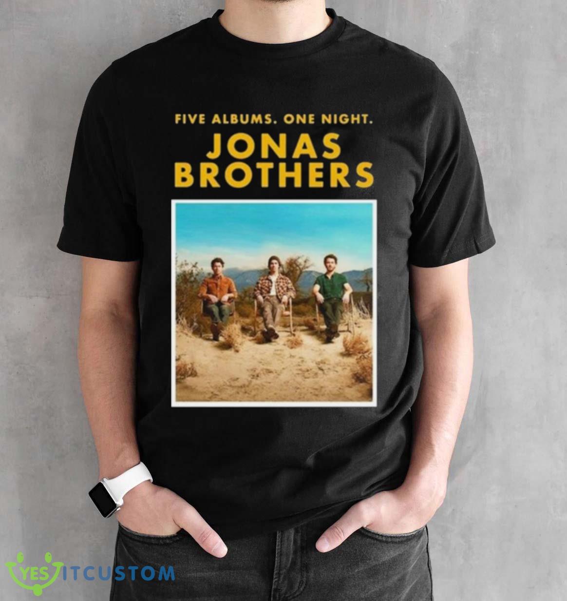 Jonas Brothers Five Albums One Night The Tour 2023 Shirt 2 Jonas Brothers Five Albums One Night The Tour 2023 Shirt - Black Unisex T-Shirt