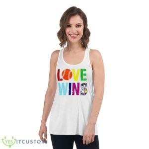 Julio Rodriguez love wins shirt - Women's Flowy Racerback Tank