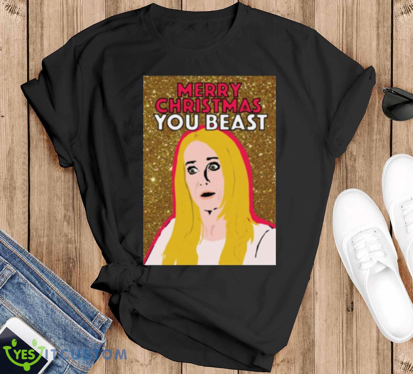 Kim Richards Merry Christmas You Beast Real Housewives Of Beverly Hills shirt 12 Kim Richards Merry Christmas You Beast Real Housewives Of Beverly Hills shirt - Black T-Shirt