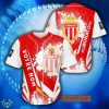 Ligue 1 2 Design AS Monaco Logo Red Baseball Jersey Shirt Custom Name Product Photo 1