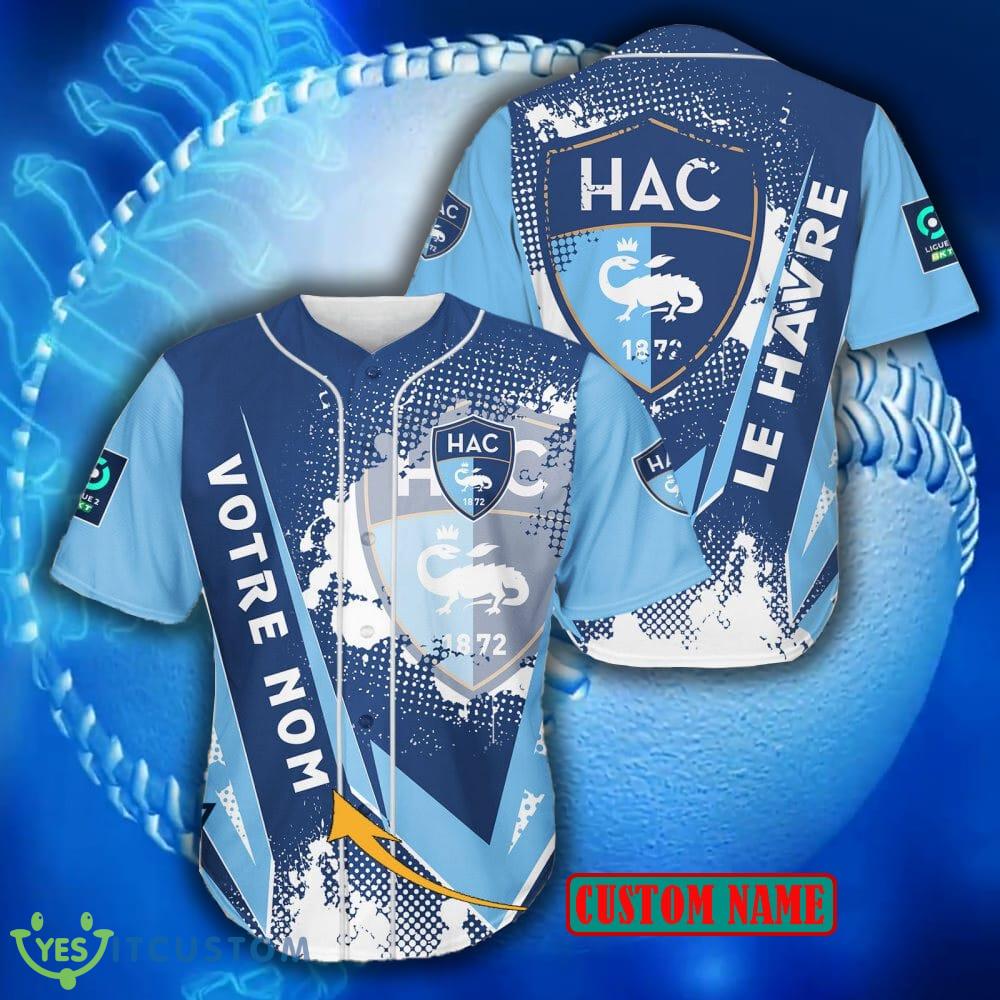 Ligue 1 2 Design Havre Athletic Club Logo Baseball Jersey Shirt Custom Name 3 Ligue 1 2 Design Havre Athletic Club Logo Baseball Jersey Shirt Custom Name Product Photo 1