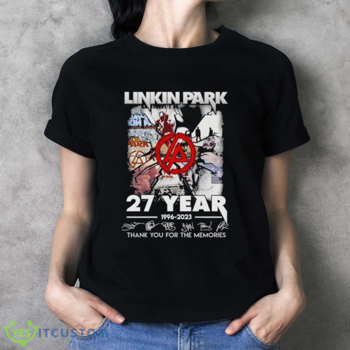 Linkin Park 27 Years 1966 – 2023 Thank You For The Memories Signatures Shirt 11 Linkin Park 27 Years 1966 – 2023 Thank You For The Memories Signatures Shirt - Ladies T-Shirt