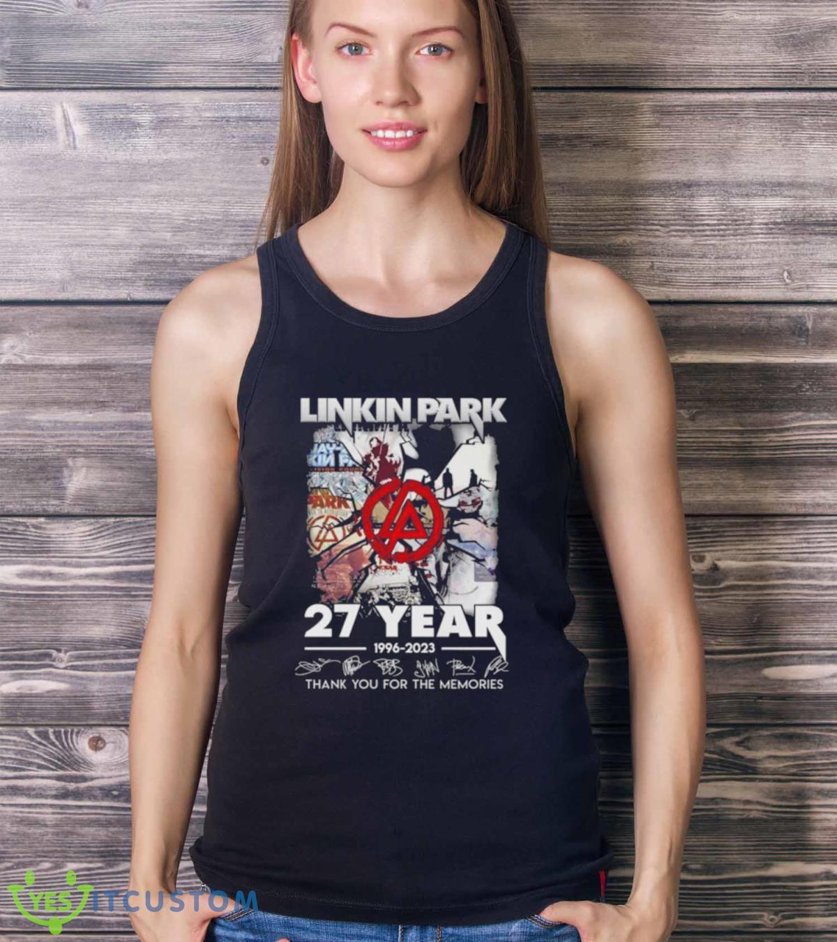 Linkin Park 27 Years 1966 – 2023 Thank You For The Memories Signatures Shirt 3 Linkin Park 27 Years 1966 – 2023 Thank You For The Memories Signatures Shirt - Ladies Tank Top