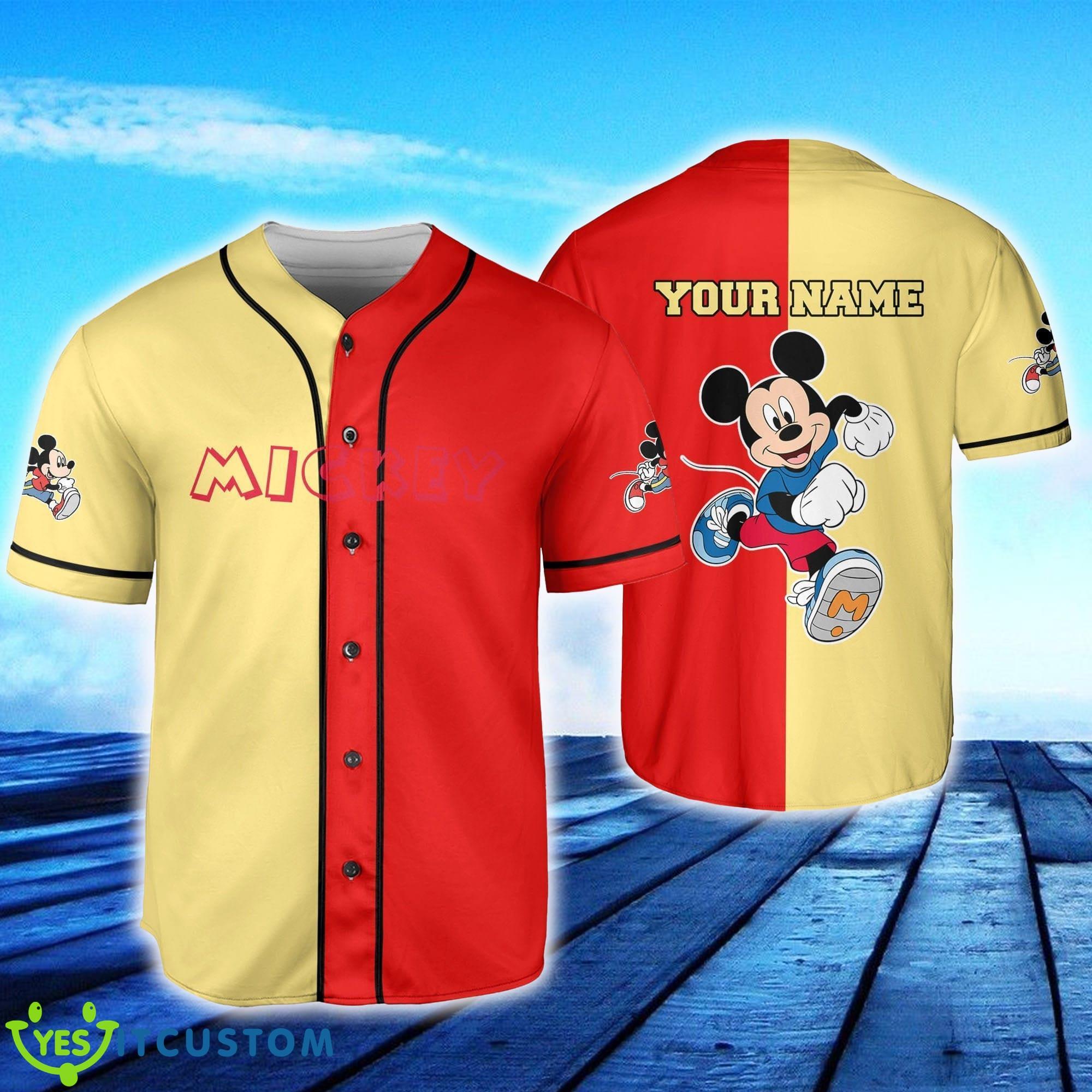 Mickey Sport Run Horizontal Custom Name Baseball Jersey Gift For Men And Women - Mickey Sport Run Horizontal Text Custom Name Baseball Jersey Disney Men And Women Gift For Fans
