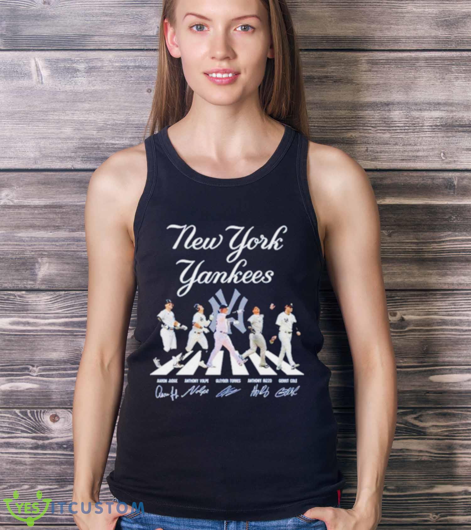New York Yankees Aaron Judge Anthony Volpe Gleyber Torres Anthony and Gerrit Cole Abbey Road Shirt 3 New York Yankees Aaron Judge Anthony Volpe Gleyber Torres Anthony and Gerrit Cole Abbey Road Shirt - Ladies Tank Top