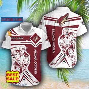NHL Fans Arizona Coyotes Logo Set Hawaiian Shirt And Short Custom Name - Arizona Coyotes Hawaiian