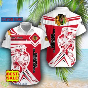 NHL Fans Chicago Blackhawks Logo Set Hawaiian Shirt And Short Custom Name - Chicago Blackhawks Hawaiian