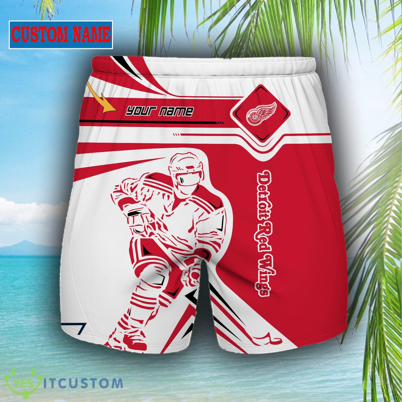 NHL Fans Detroit Red Wings Logo Set Hawaiian Shirt And Short Custom Name 5 NHL Fans Detroit Red Wings Logo Set Hawaiian Shirt And Short Custom Name - Detroit Red Wings short