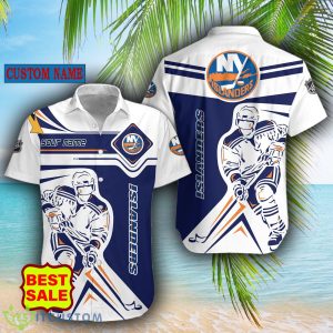 NHL Fans New York Islanders Logo Set Hawaiian Shirt And Short Custom Name - New York Islanders Hawaiian