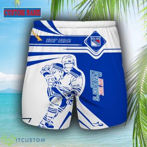 NHL Fans New York Rangers Logo Set Hawaiian Shirt And Short Custom Name - New York Rangers short