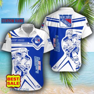 NHL Fans New York Rangers Logo Set Hawaiian Shirt And Short Custom Name - New York Rangers Hawaiian