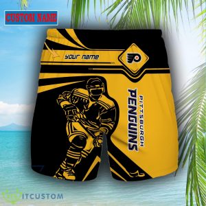NHL Fans Pittsburgh Penguins Logo Set Hawaiian Shirt And Short Custom Name - Pittsburgh Penguins short