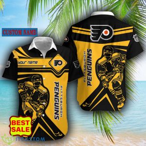 NHL Fans Pittsburgh Penguins Logo Set Hawaiian Shirt And Short Custom Name - Pittsburgh Penguins Hawaiian