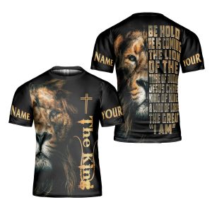 Personalised Be Hold He Is Coming Christian Jesus Lion Jesus Religious For Christian 3D T Shirt Gift For Men And Women 5 Personalised Be Hold He Is Coming Christian Jesus Lion Jesus Religious For Christian 3D T Shirt Gift For Men And Women - 240723-170508