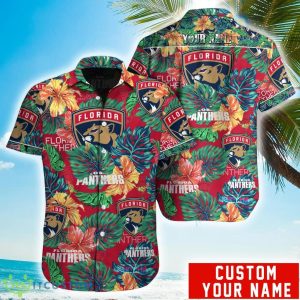 Personalized NHL Florida Panthers Tropical Floral Hawaiian Shirt Product Photo 1